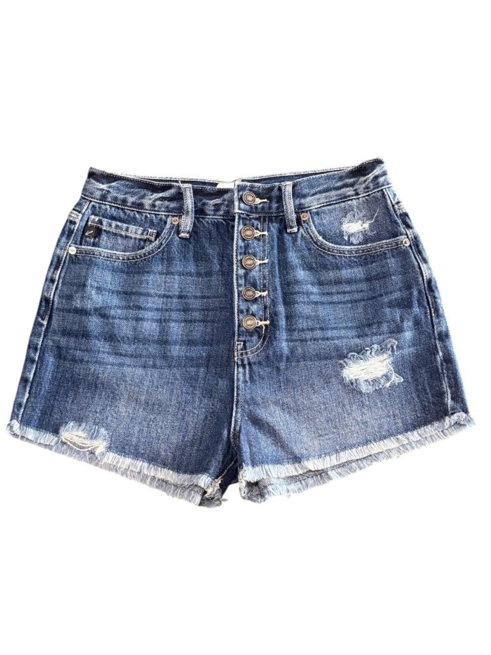 Kancan Distressed Cutoff Freyed Raw Hem Stretch Denim Jean Shorts Womens Medium